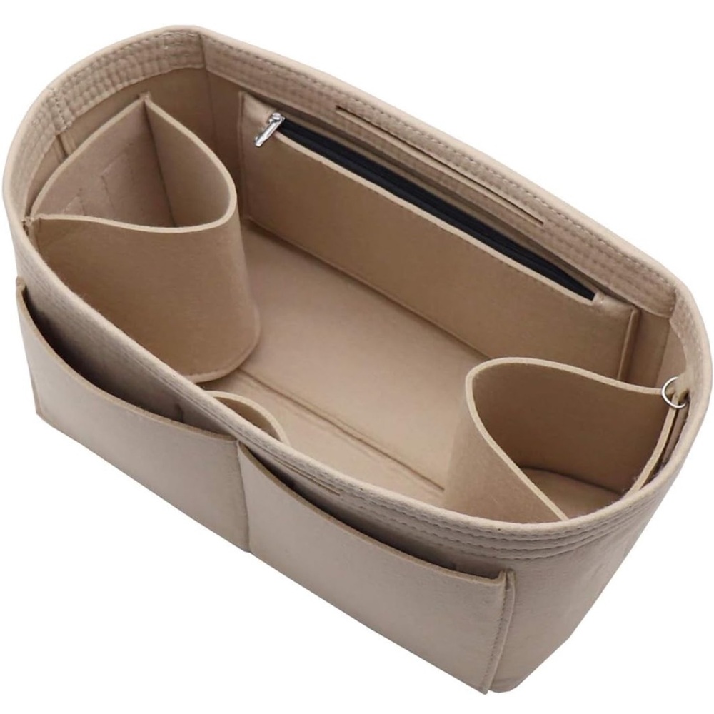 Purse Felt Organizer Insert for Handbags, Tote & Purse Bag Beige Large